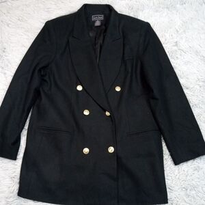 Vintage Laura Scott Jacket Womens 16 Black Wool Suit Coat Buttons Pockets Career